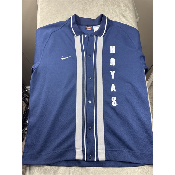 Nike Other - Vtg 90s Nike Team Sports Georgetown Hoyas Snap Button Warm Up Jersey Large